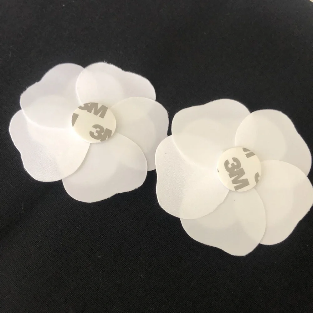 2 camellia white flower stickers for gift wrapping